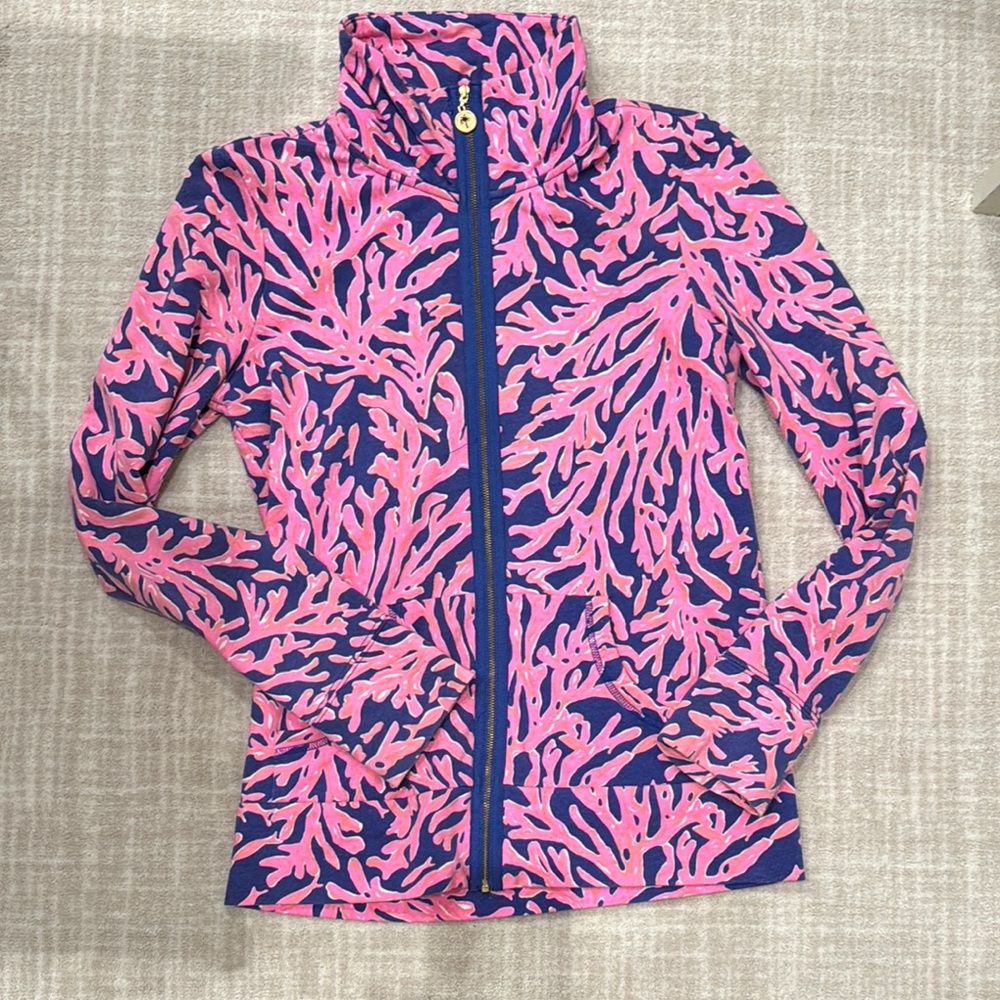 Lilly Pulitzer Pink and Blue Coral Print Jacket